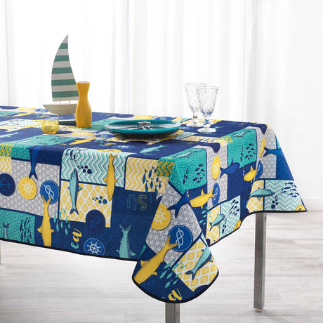 Blue Lagoon Navy Blue, dug med anti-plet, 150 x 240 cm