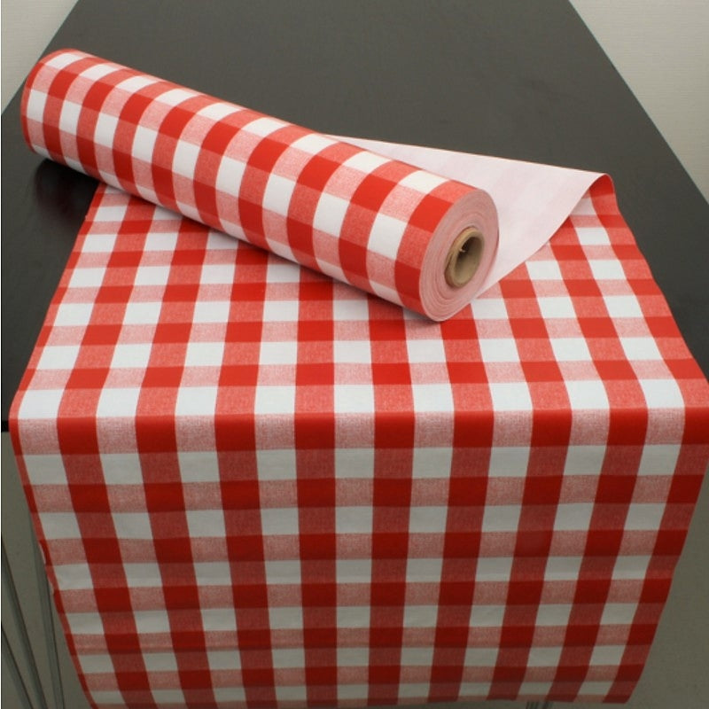 Bordløber voksdug - Rød/hvid tern, ca. 50 cm bred - Længde: ca. 20 meter