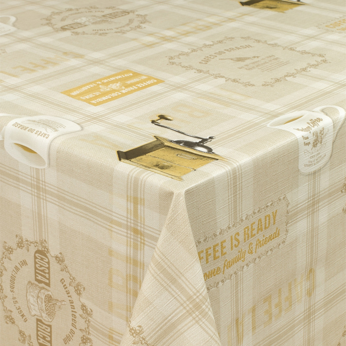 Brasiliansk Kaffebord, rund voksdug med elastik - Til bord Ø 60  - Ø 130 cm