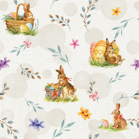Bunny Påskevoksdug - Rund voksdug med elastik, mønster