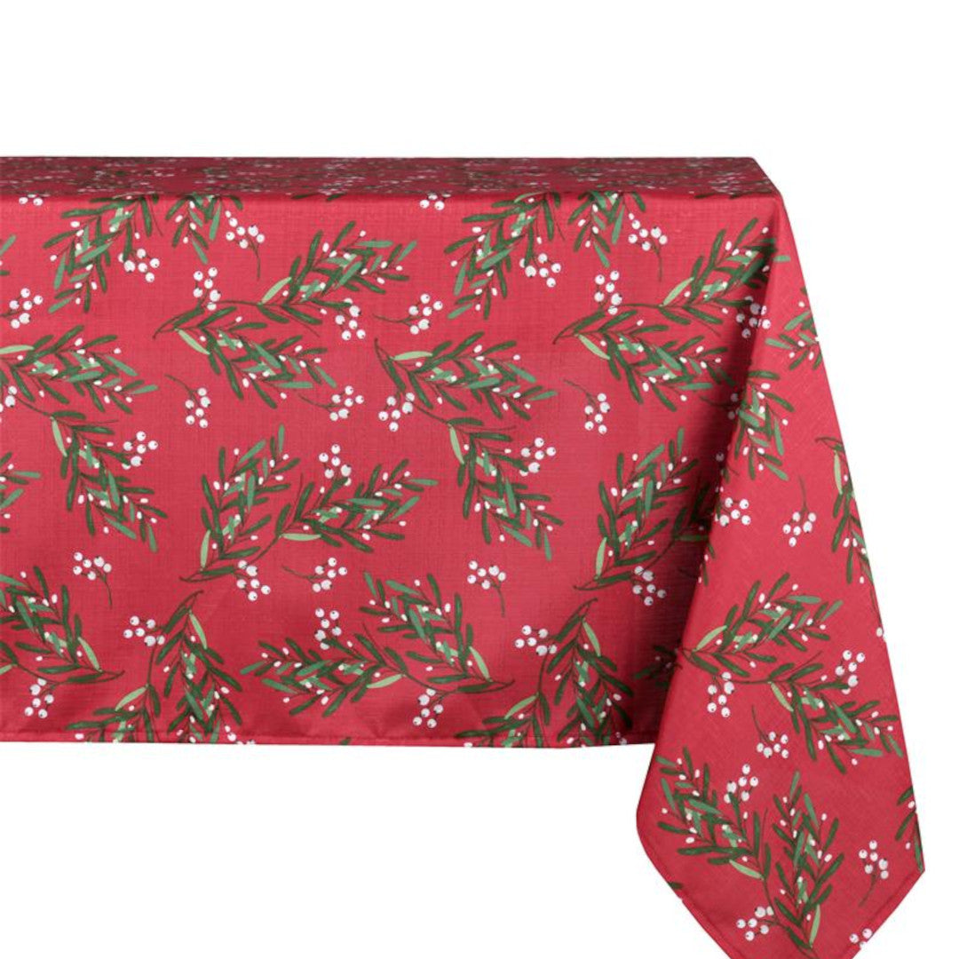 Christmas Greenery Rød – Juledug med antiplet 150 x 300 cm, modelbillede