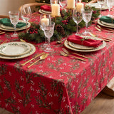 Christmas Greenery Rød – Juledug med antiplet 150 x 300 cm