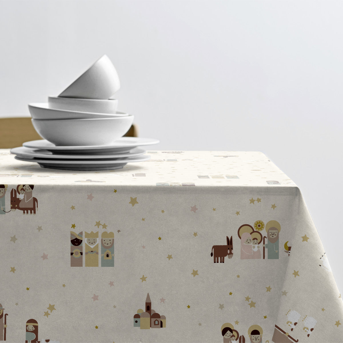 Södahl Juledug - Christmas Night Offwhite, akryldug i 100% bomuld med antiskrid