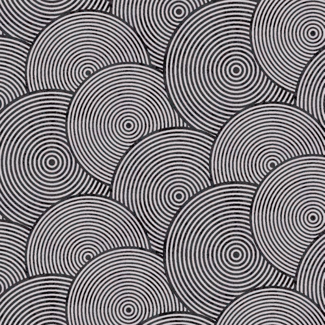 Circles Black/Silver - Voksdug med cirkler i sort og sølv