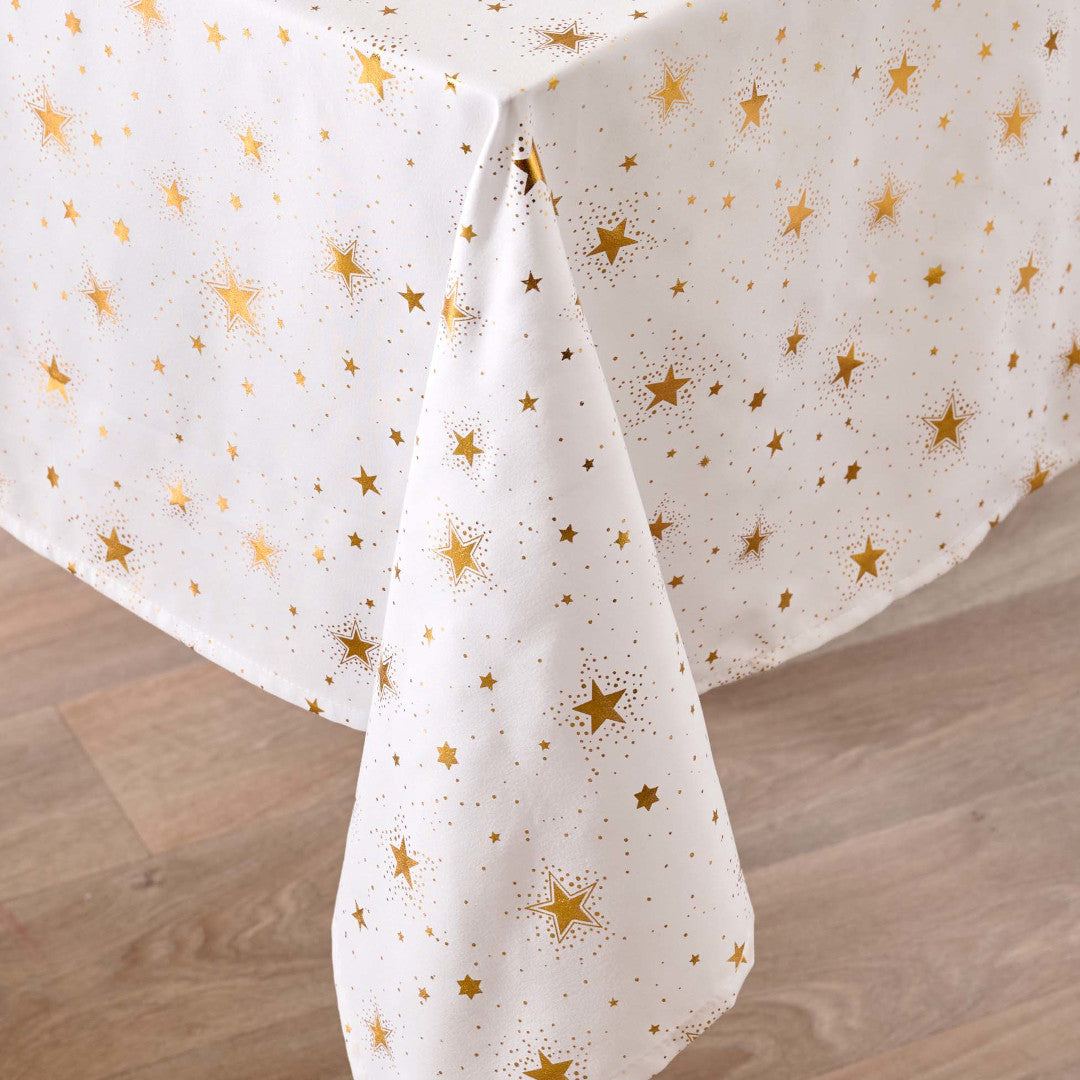 Comète Hvid/Guld – Juledug med antiplet 140 x 240 cm, hjørne