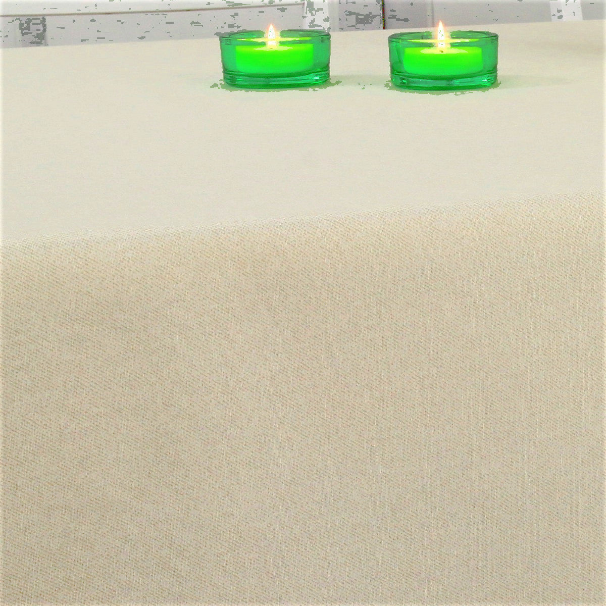 Ensfarvet akryldug Offwhite/ beige meleret - rund akryldug med elastikkant