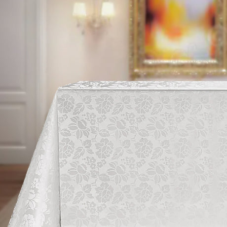 Diamond Damask Flowers Hvid - Voksdug med blomster, miljø
