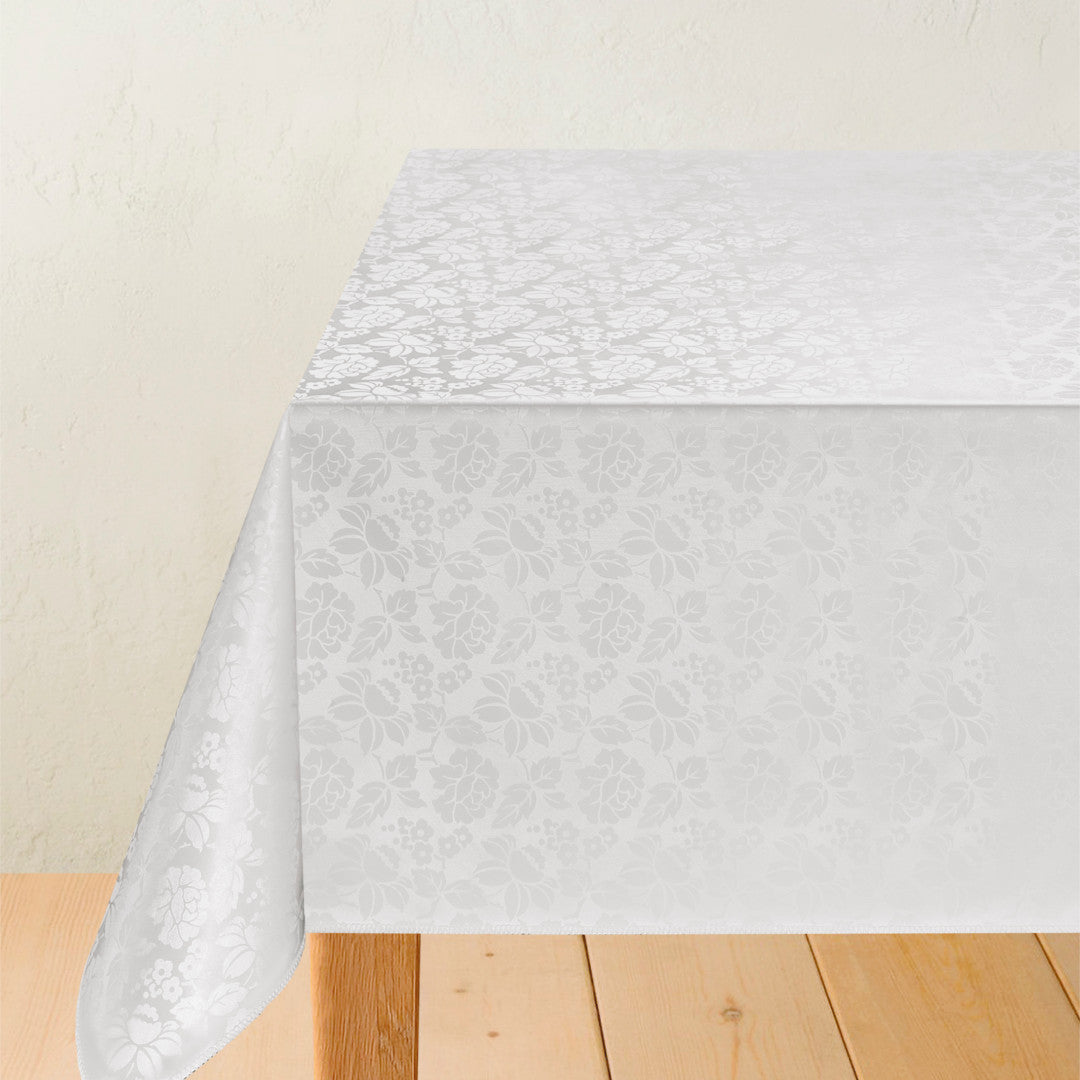 LÆNGDE: 2,0 m - Diamond Damask Flowers Hvid - Voksdug med blomster
