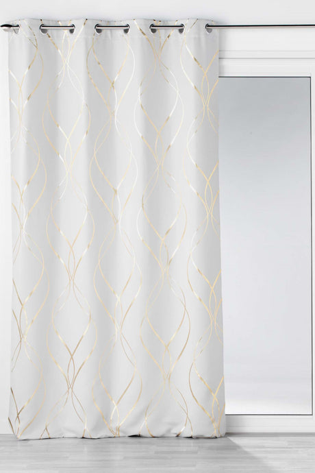 Elise Hvid/Guld – Mørklægningsgardin 135 x 260 cm