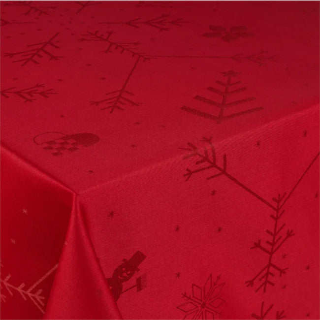 Engholm Noel damaskvævet juledug, rød - 150 x 320 cm, hjørne