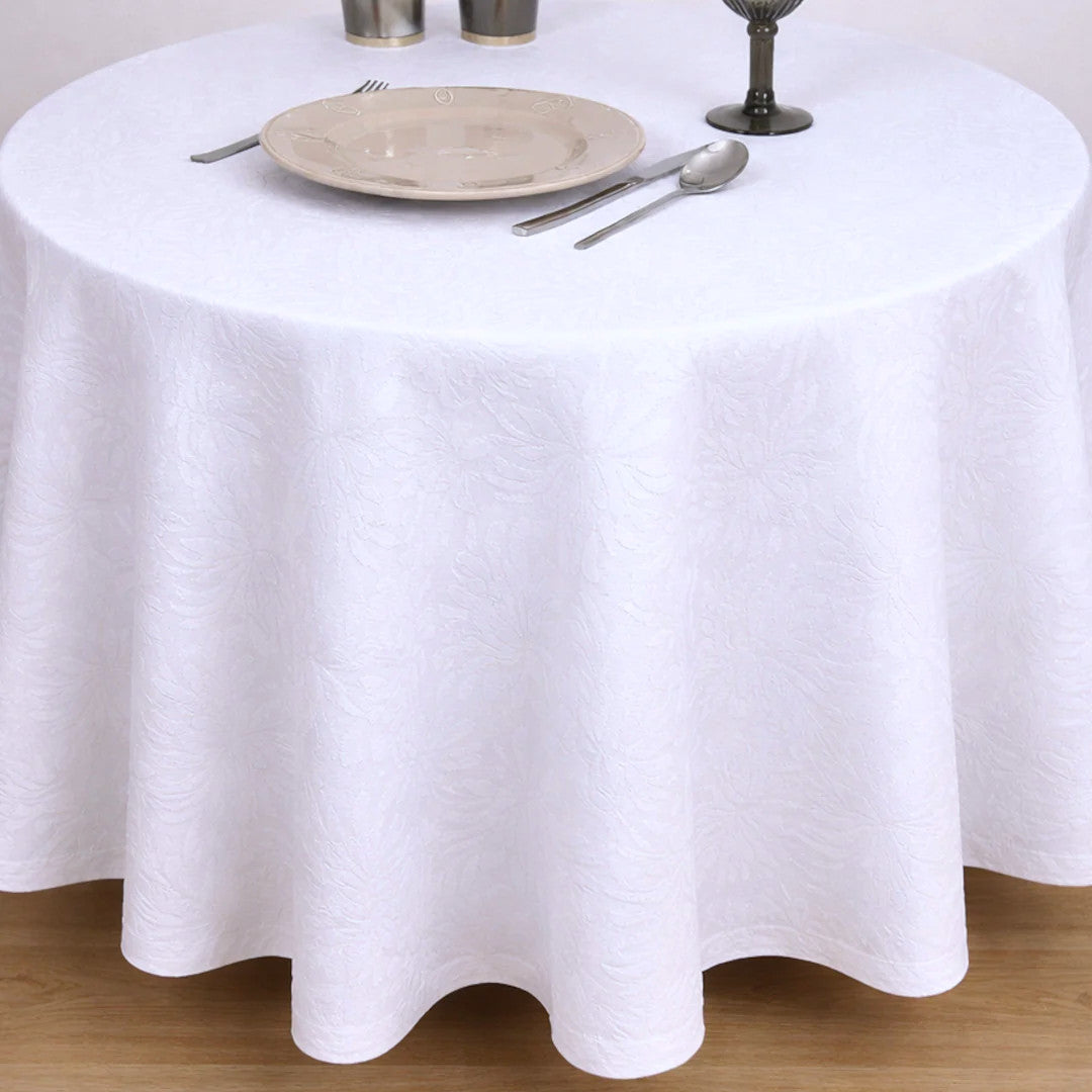 Engholm Savana Hvid Rund Damaskdug – Ø 160 cm