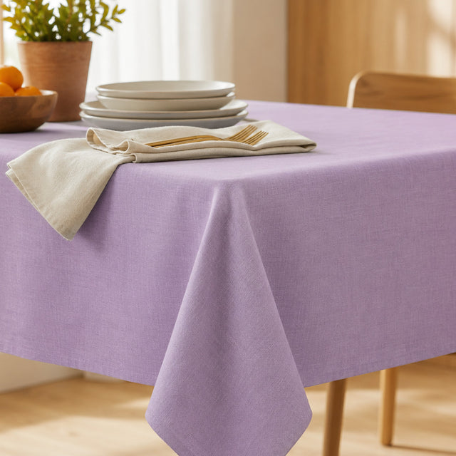 Ensfarvet akryldug i 100% hør - 140 cm bred - Lavendel, miljø