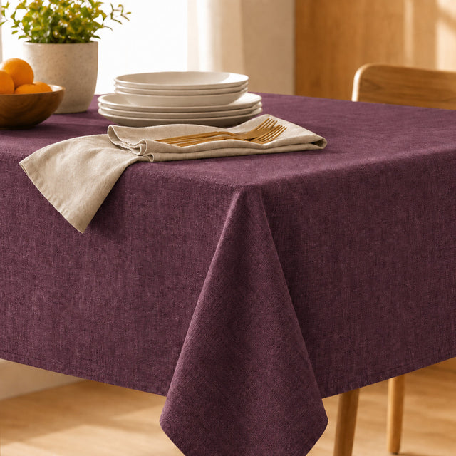 Ensfarvet hørdug - Ensfarvet dug i 100% hør coated med akryl - Aubergine