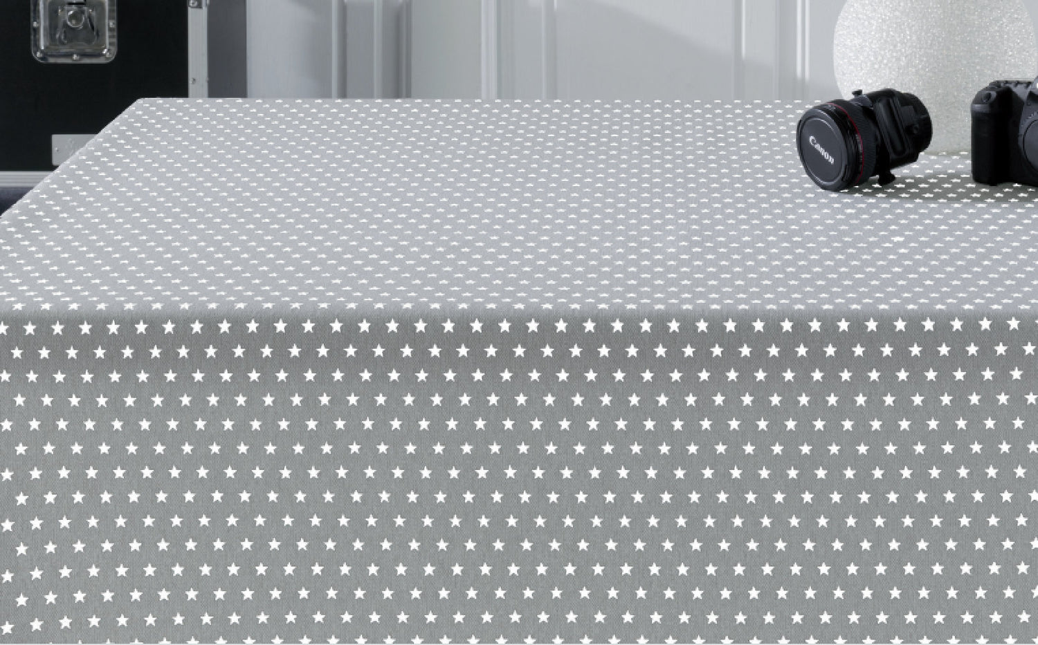 Ensor grå, akryldug med stjerner, 160 cm bred 1