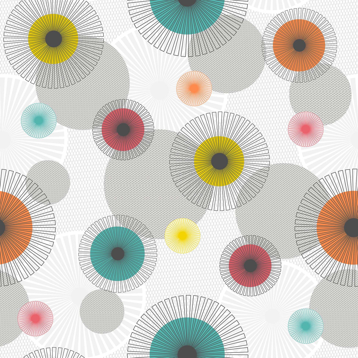 Feria - Rund voksdug med grafisk retrolook Ø 155 cm, mønster