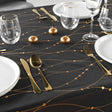 Firmament Metallic Print Sort/guld - Sort nytårs/juledug med guldprint, 140 x 240 cm, nærbillede