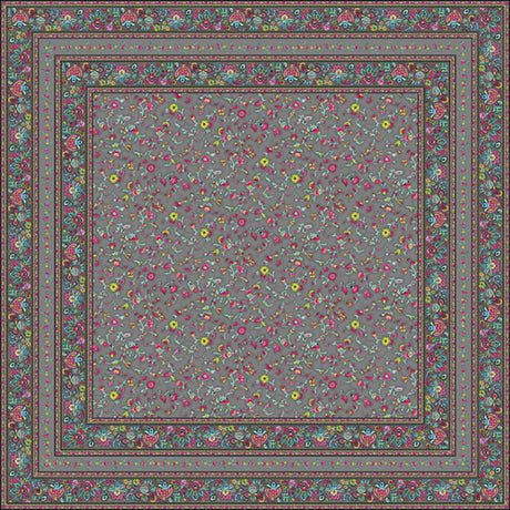 Fleurs Des Champs Antracit - Rektangulær provencedug 160 x 300 cm, motiv