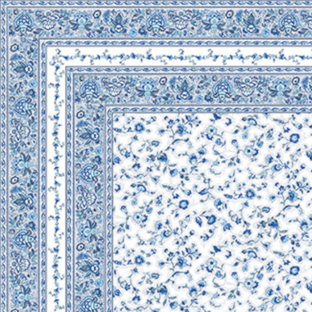 Fleurs Des Champs Blå/hvid - Rektangulær provencedug 160 x 250 cm, hjørne