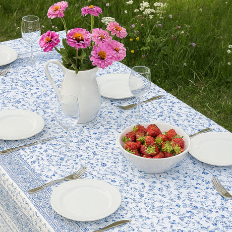 Fleurs Des Champs Blå/hvid - Rektangulær provencedug 160 x 300 cm