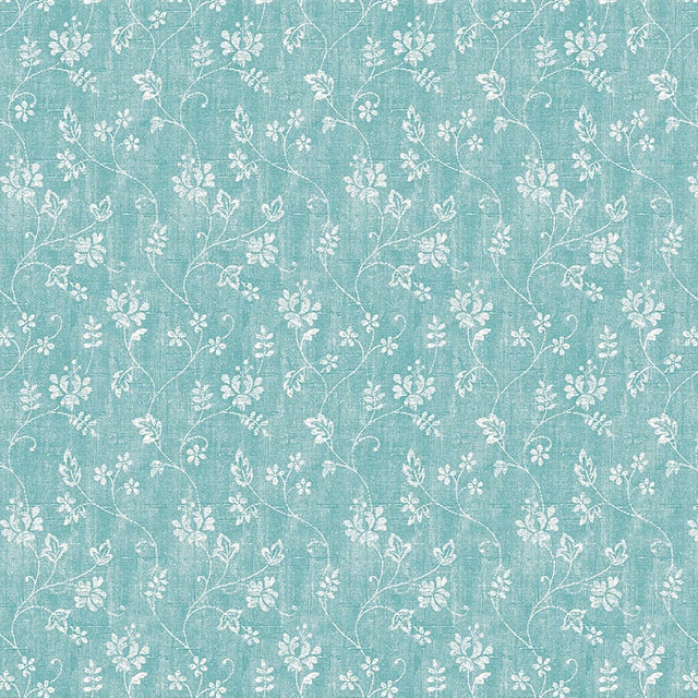 Flower Vine Aqua - Voksdug med struktur
