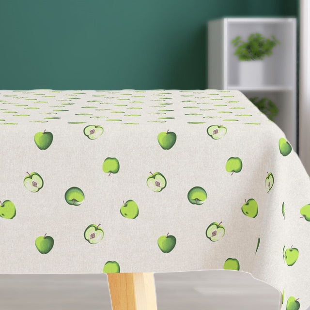 Green Apple - Lys meleret akryldug med grønne æbler