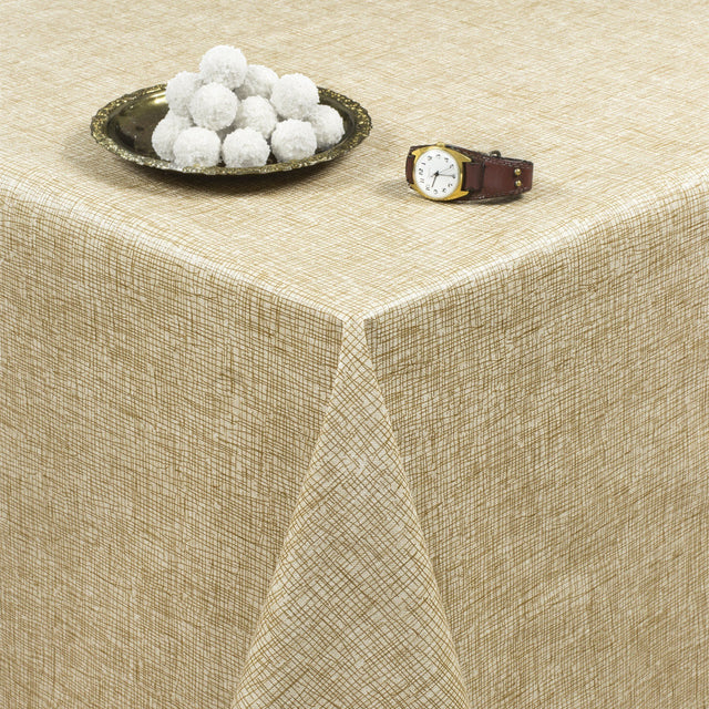 Ensfarvet Hessian Look Beige, voksdug med let præget overflade