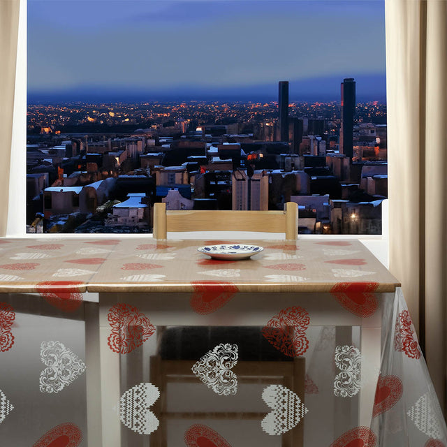 Hjerternes Glæde – Gennemsigtig voksdug med tryk