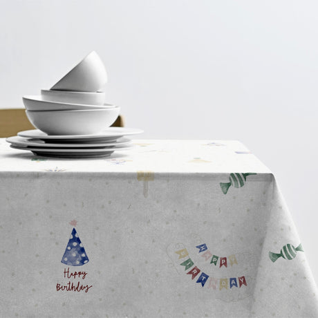 Södahl fødselsdagsdug - Hooray Multi, akryldug i 100% bomuld med antiskrid, hjørne