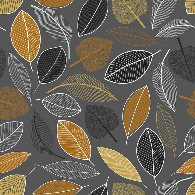 Janelle Antracit - Voksdug med blade