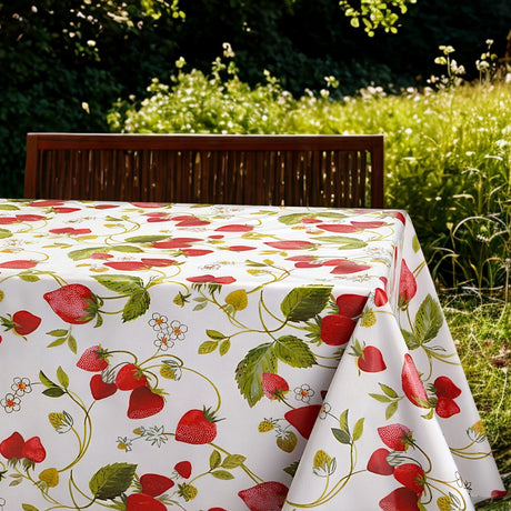 Jordbærstemning - Skøn voksdug med røde og grønne jordbær, sommerstemning