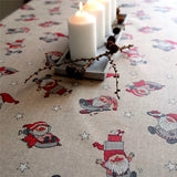 LÆNGDE: 1,4 meter - Juledug Fjolle Nisser - Akryldug med nisser på hørfarvet bund