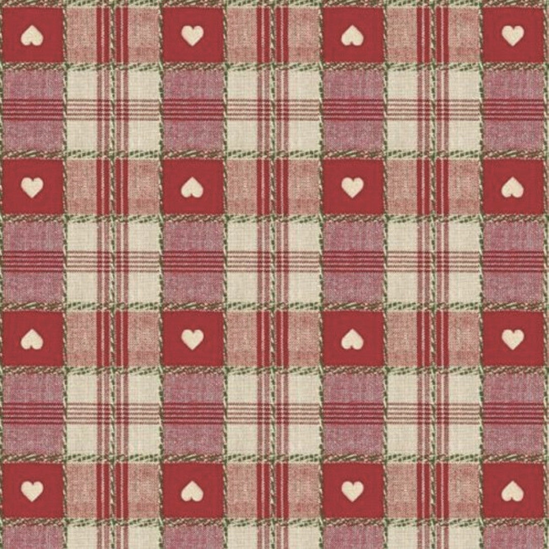 Nærbillede af Julestemning Ternet voksdug med hjerter