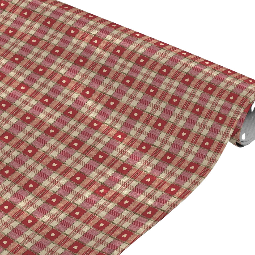 Julestemning Ternet - Rullet voksdug med røde tern og små hjerter