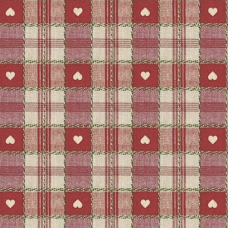 Julevoksdug, ekstra bred voksdug, Hjerter i tern, rød 160 cm 