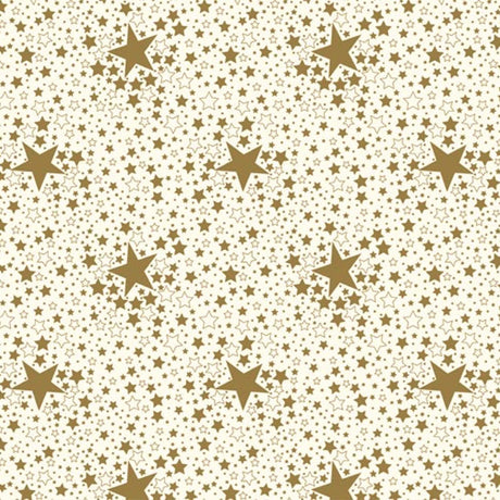 Stjernehimmel - Julevoksdug med stjerner - Guld, 140 cm