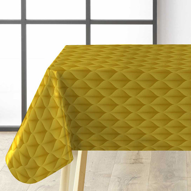 Kalini Luxury Yellow - Voksdug med grafisk mønster i flot 3D-effekt, hjørne