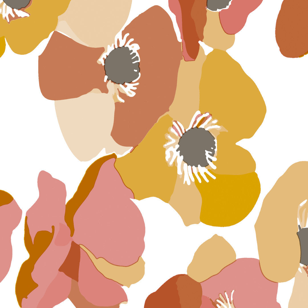 LÆNGDE: 3,0 m - Keshi Coral - 160 cm bred voksdug med abstrakte blomster