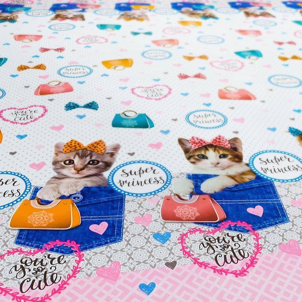 LÆNGDE: 2,5 m - Kitty Bag - Voksdug med kattekillinger