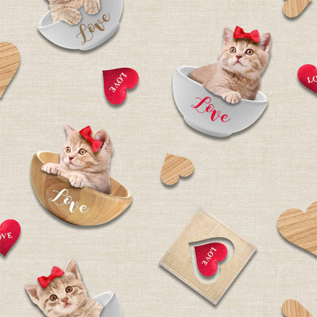 Kitty Natur Fotoprint - Voksdug med søde kattekillinger