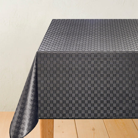 Klassisk Damask Tern Sort - Voksdug med hvide tern