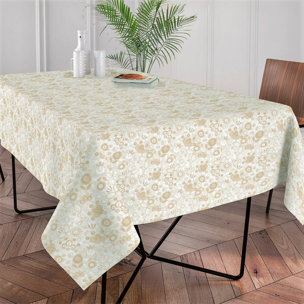 Klee - Akryldug med skønne blomster i lys beige, 140 cm