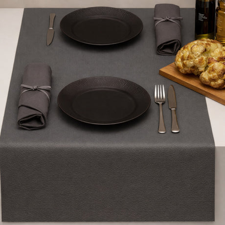 Kunstlæder Noblessa bordløber - Ekstra kraftig Dinner 4 two - 50 x 140 cm - Grå