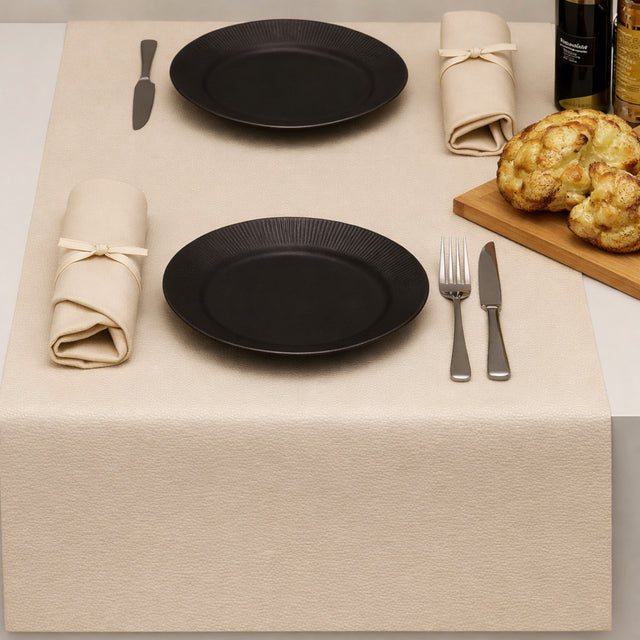 Kunstlæder Noblessa bordløber - Ekstra kraftig Dinner 4 two - 50 x 140 cm - Hvid