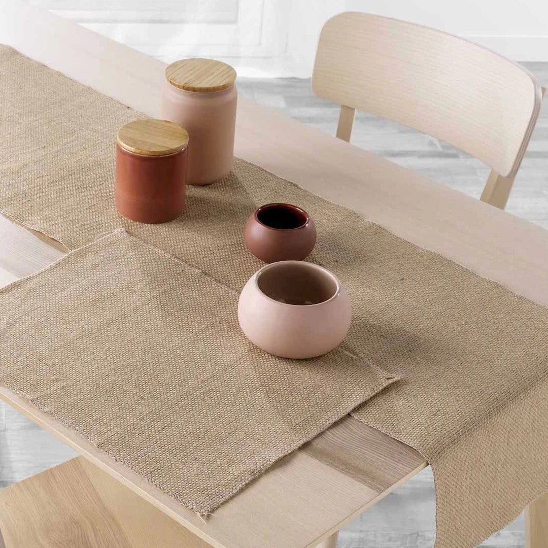 Leny Beige bordløber i jute 35 x 140 cm, miljø