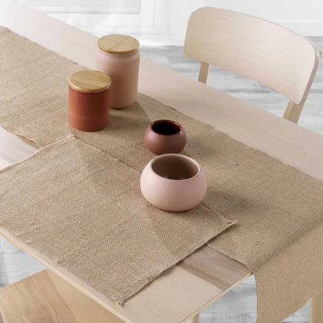 Leny Beige bordløber i jute 35 x 140 cm, miljø