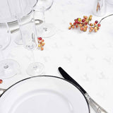 Les Rennes Metallic Hvid 140 x 250 cm, rektangulær juledug, opdækning