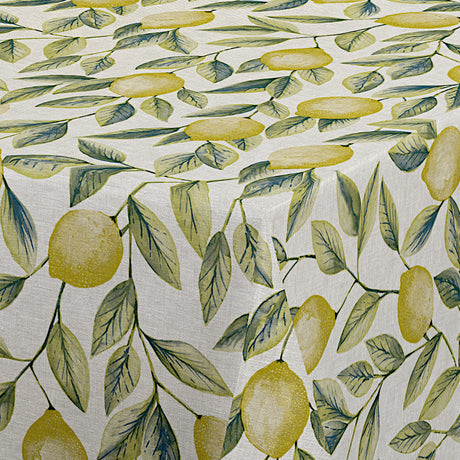 Limones Green - Voksdug med citronmønster og hørlook, hjørne