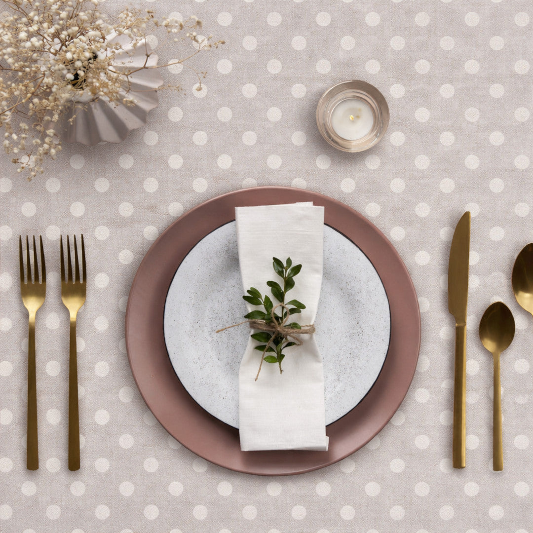 Lino Dot - Akryldug med prikker i hørlook