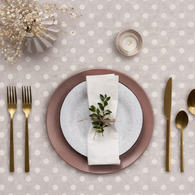 Lino Dot - Akryldug med prikker i hørlook