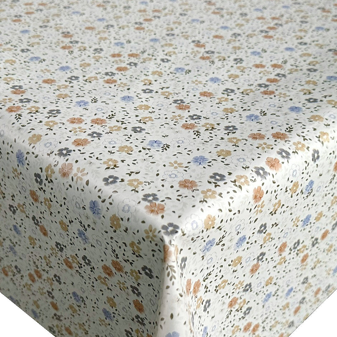 LÆNGDE: 2,5 m - Little Flowers Hvid - pvc fri voksdug små med blomster 120 cm bred